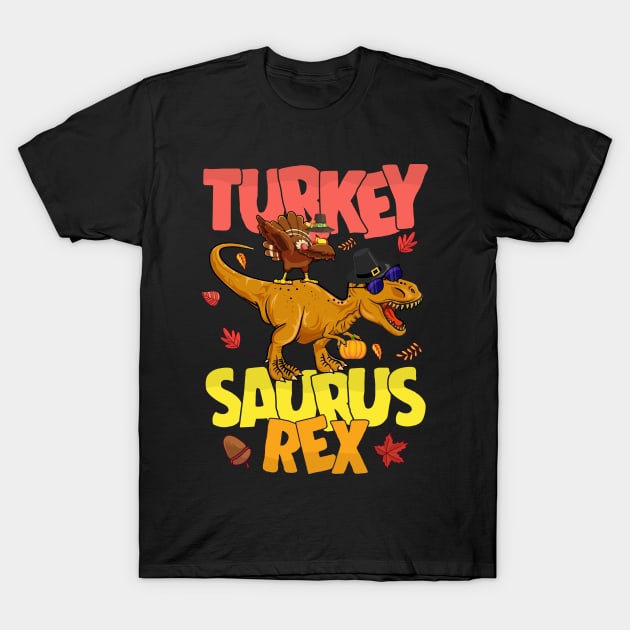 Dinosaur Thanksgiving Boys Turkey Saurus T rex Pilgrim Men T-Shirt by MetalHoneyDesigns